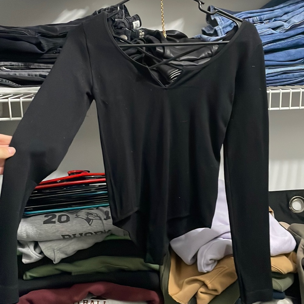 Black bodysuit with cross cross back